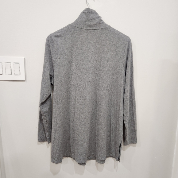 J Jill Shirt Womens Large Gray Cotton Modal Stretch Turtleneck Long Sleeve - Picture 2 of 12